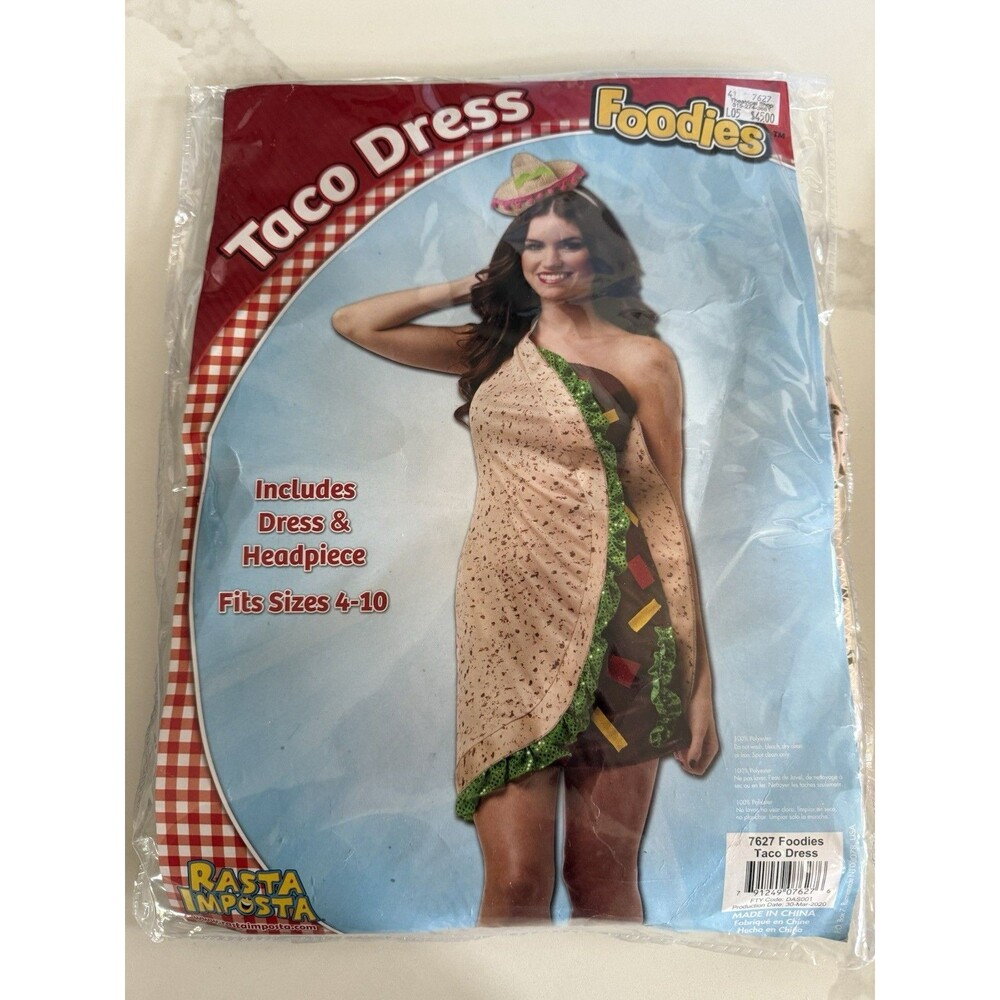 Rasta Imposta Foodies Taco Dress Costume Unisex Size 4-10 Headpiece